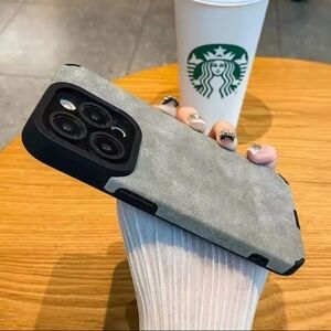 iPhone 13 Matte Leather Silicone Case - Grey